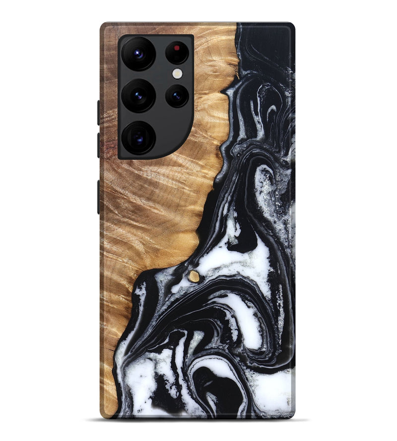 Galaxy S22 Ultra Wood Live Edge Phone Case - Cory (Black & White, 829269)