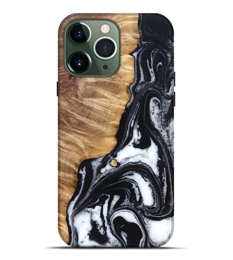 iPhone 13 Pro Max Wood Live Edge Phone Case - Cory (Black & White, 829269)