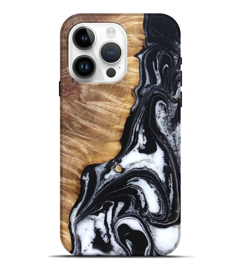 iPhone 15 Pro Max Wood Live Edge Phone Case - Cory (Black & White, 829269)