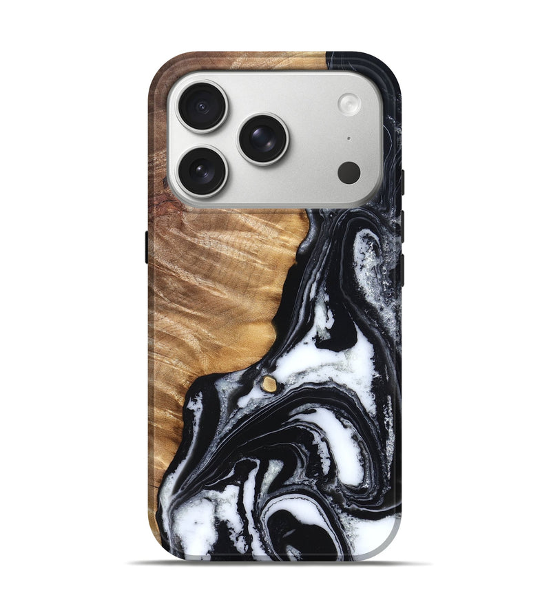 iPhone 17 Pro Wood Live Edge Phone Case - Cory (Black & White, 829269)