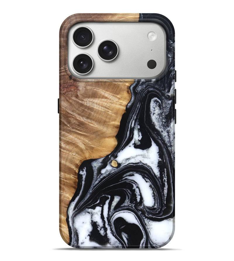 iPhone 17 Pro Max Wood Live Edge Phone Case - Cory (Black & White, 829269)