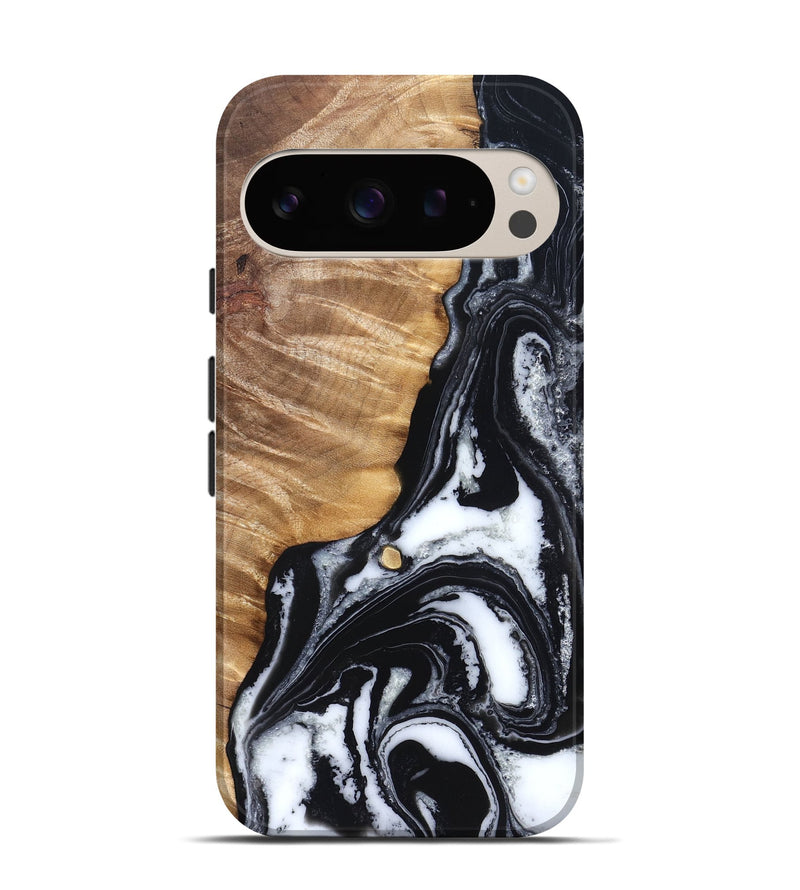 Pixel 9 Pro Wood Live Edge Phone Case - Cory (Black & White, 829269)