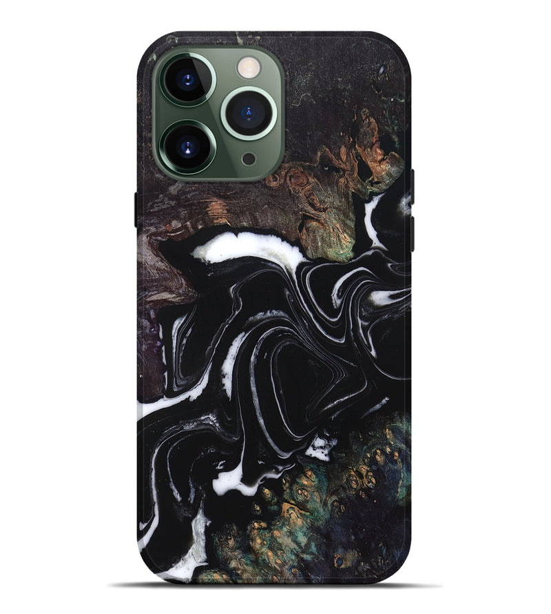 iPhone 13 Pro Max Wood Live Edge Phone Case - Lilah (Black & White, 829274)