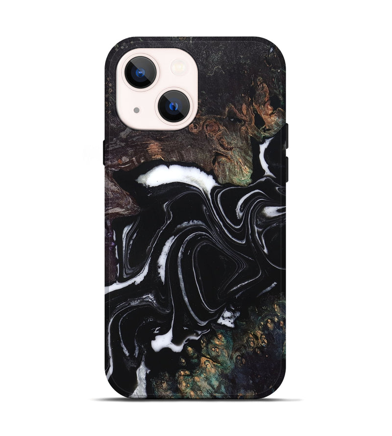 iPhone 14 Wood Live Edge Phone Case - Lilah (Black & White, 829274)