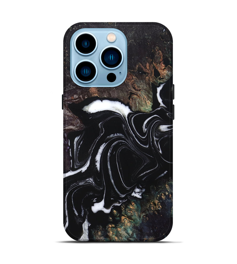 iPhone 14 Pro Wood Live Edge Phone Case - Lilah (Black & White, 829274)