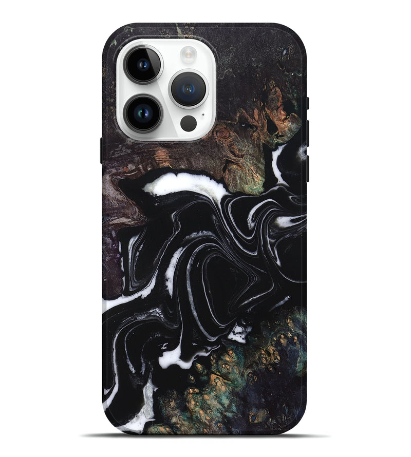 iPhone 15 Pro Max Wood Live Edge Phone Case - Lilah (Black & White, 829274)