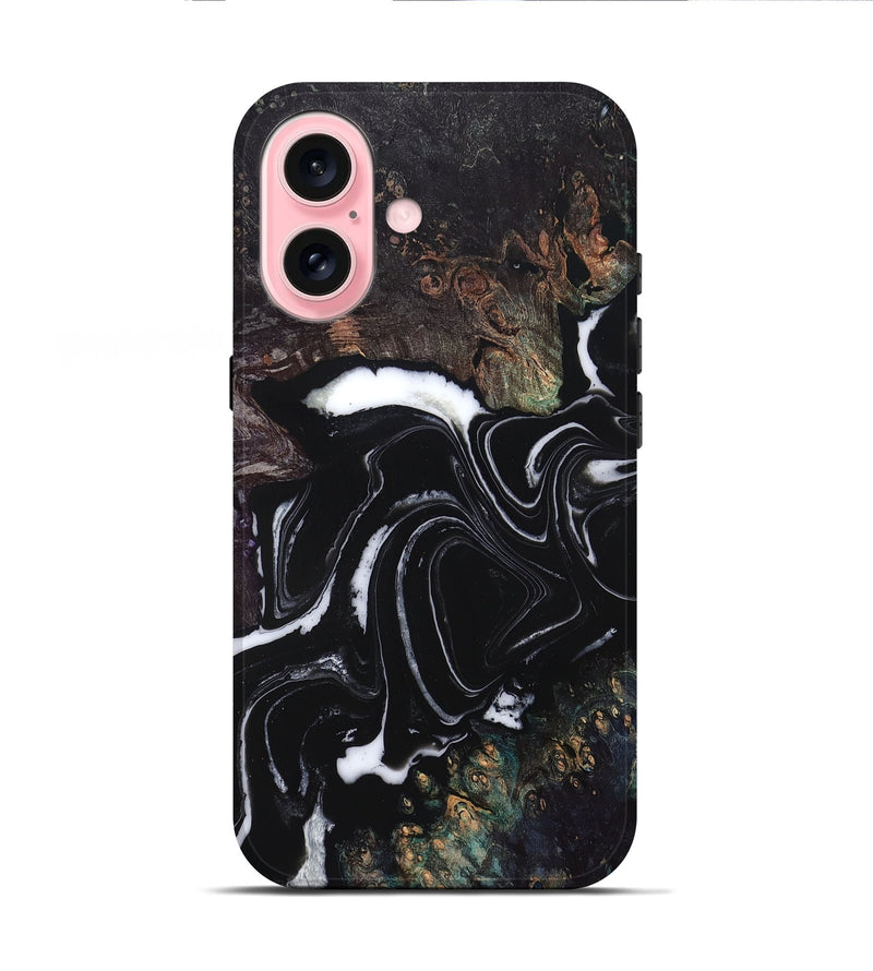 iPhone 16 Wood Live Edge Phone Case - Lilah (Black & White, 829274)