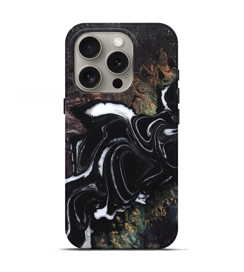 iPhone 16 Pro Wood Live Edge Phone Case - Lilah (Black & White, 829274)