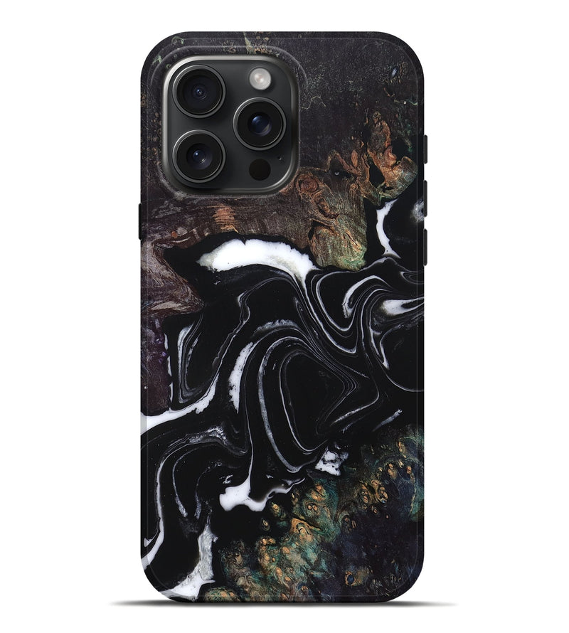 iPhone 16 Pro Max Wood Live Edge Phone Case - Lilah (Black & White, 829274)