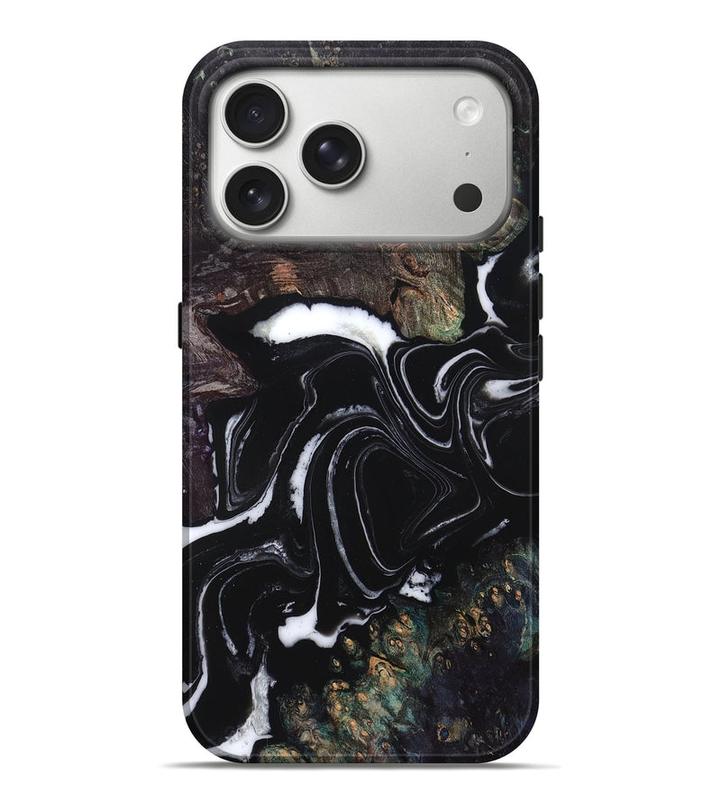 iPhone 17 Pro Max Wood Live Edge Phone Case - Lilah (Black & White, 829274)