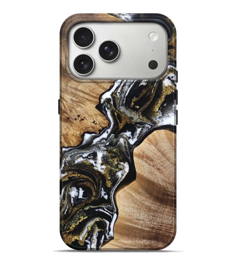 iPhone 17 Pro Max Wood Live Edge Phone Case - Aleah (Black & White, 829278)