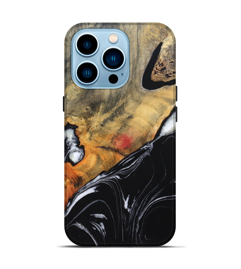 iPhone 14 Pro Wood Live Edge Phone Case - Corrie (Black & White, 829279)