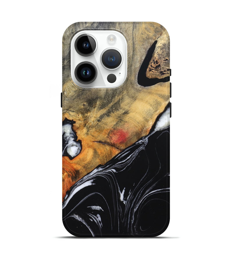 iPhone 15 Pro Wood Live Edge Phone Case - Corrie (Black & White, 829279)