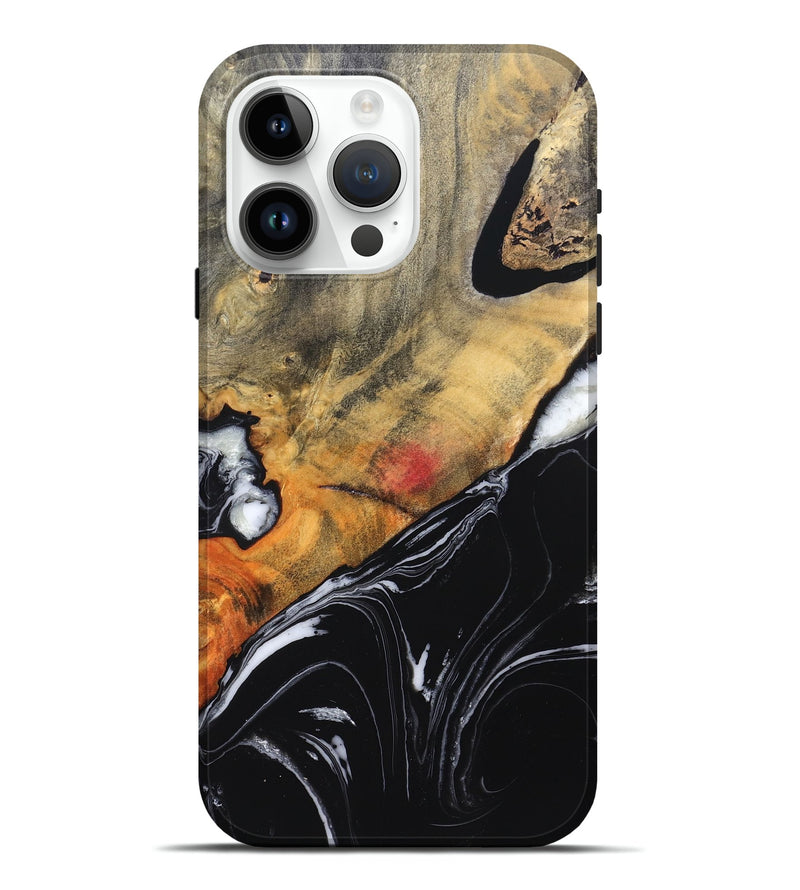 iPhone 15 Pro Max Wood Live Edge Phone Case - Corrie (Black & White, 829279)