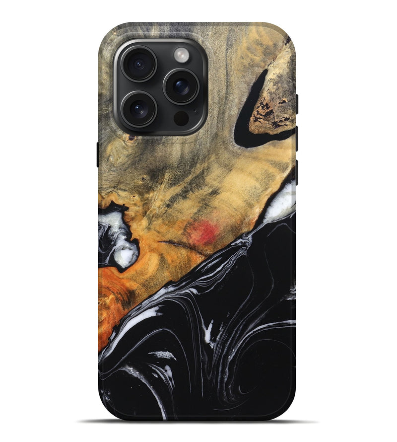 iPhone 16 Pro Max Wood Live Edge Phone Case - Corrie (Black & White, 829279)