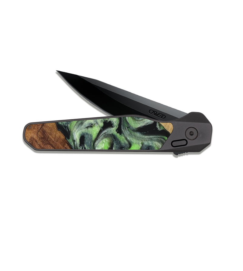 EDC Dark Slate Wood Pocket Knife - Roni (Green, 829396)