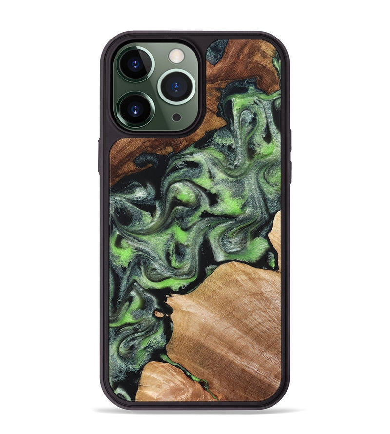 iPhone 13 Pro Max Wood Phone Case - Roni (Green, 829396)
