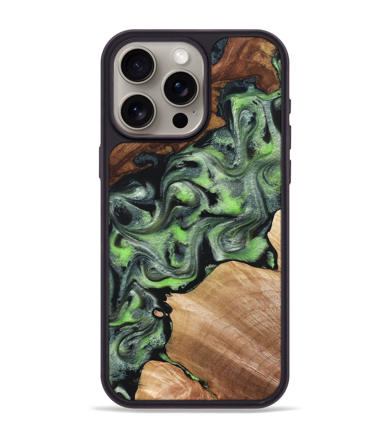 iPhone 15 Pro Max Wood Phone Case - Roni (Green, 829396)