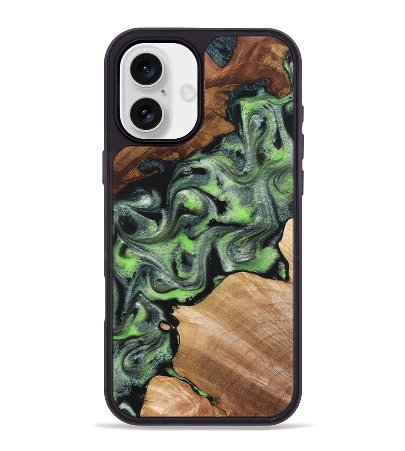 iPhone 16 Plus Wood Phone Case - Roni (Green, 829396)