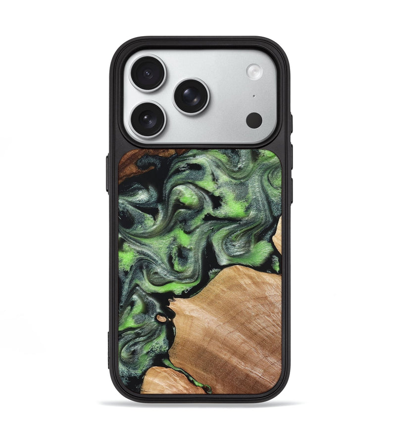 iPhone 18 Pro Wood Phone Case - Roni (Green, 829396)