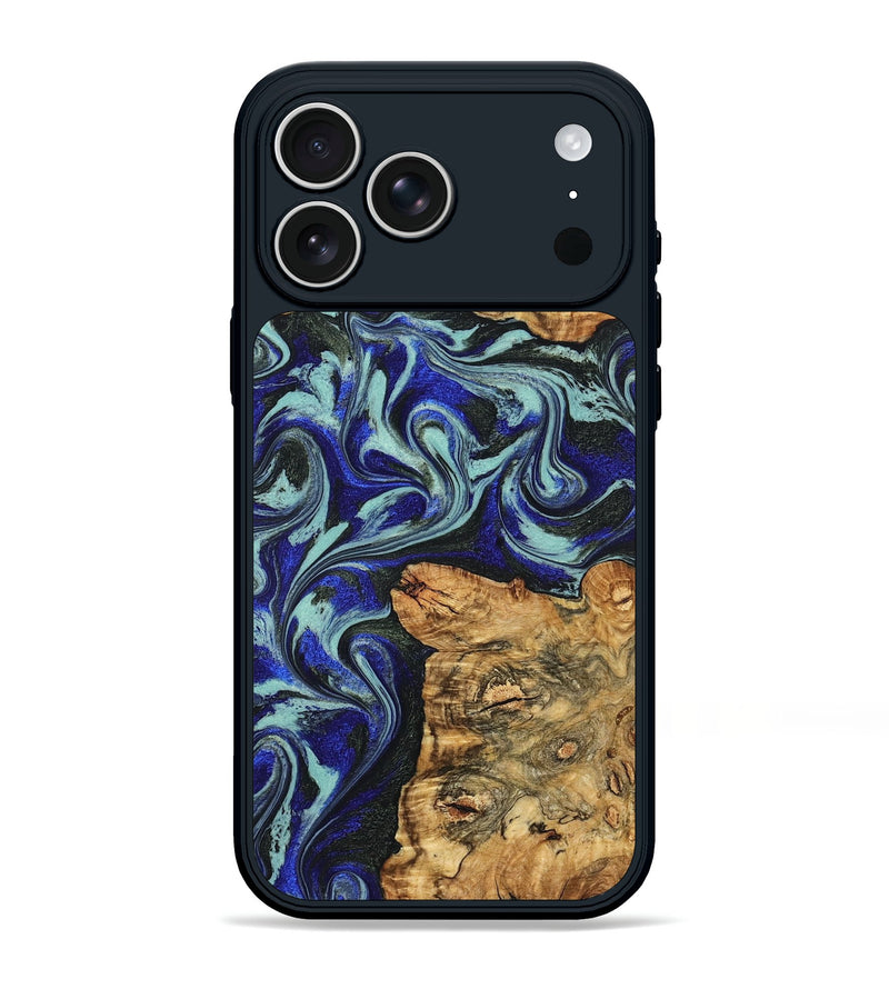 iPhone 17 Pro Max Wood Phone Case - Ina (Blue, 829397)