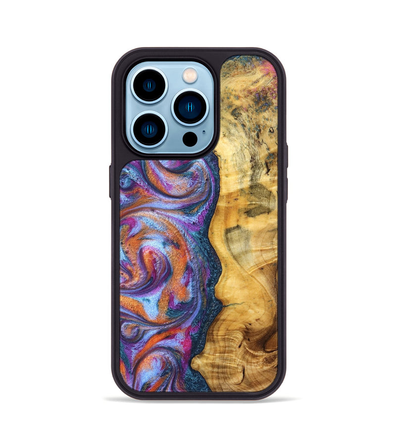 iPhone 14 Pro Wood Phone Case - Tiara (Blue, 829402)
