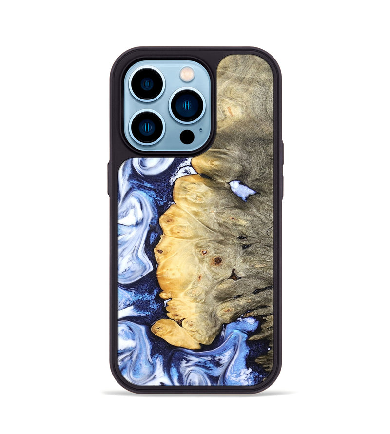 iPhone 14 Pro Wood Phone Case - Terese (Blue, 829406)