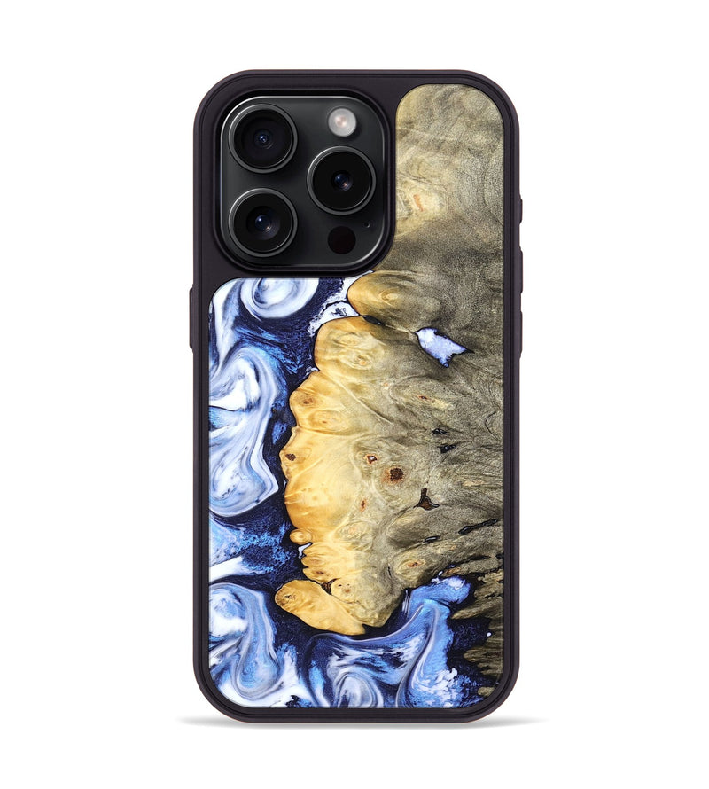 iPhone 15 Pro Wood Phone Case - Terese (Blue, 829406)