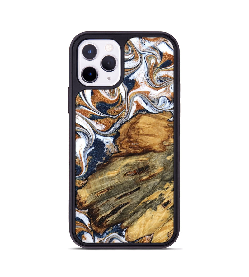 iPhone 11 Pro Wood Phone Case - Jessica (Teal & Gold, 829408)