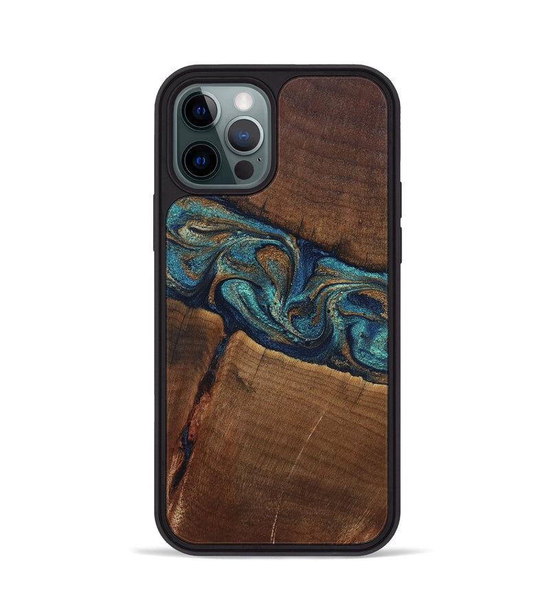 iPhone 12 Pro Wood Phone Case - Jerrod (Teal & Gold, 829409)