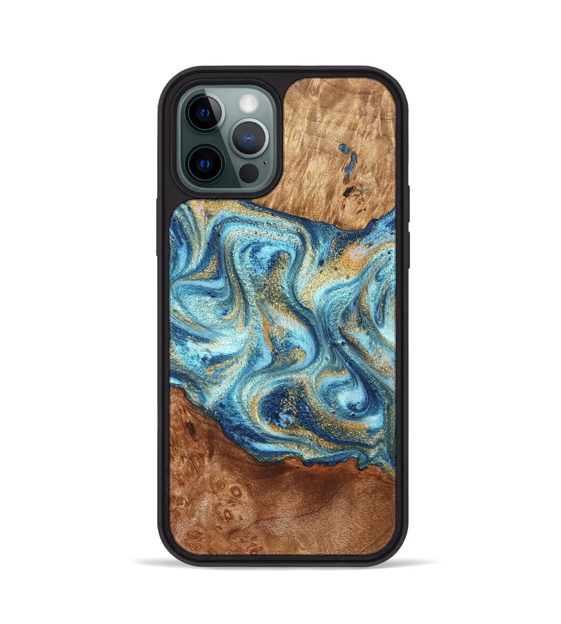 iPhone 12 Pro Wood Phone Case - Doug (Teal & Gold, 829410)