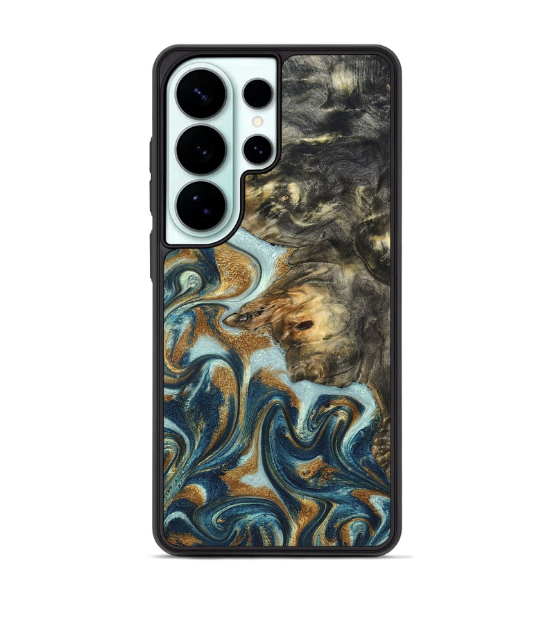 Galaxy S26 Ultra Wood Phone Case - Mikalah (Teal & Gold, 829413)