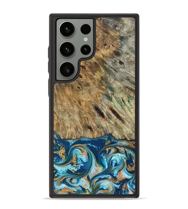 Galaxy S23 Ultra Wood Phone Case - Efrain (Teal & Gold, 829415)