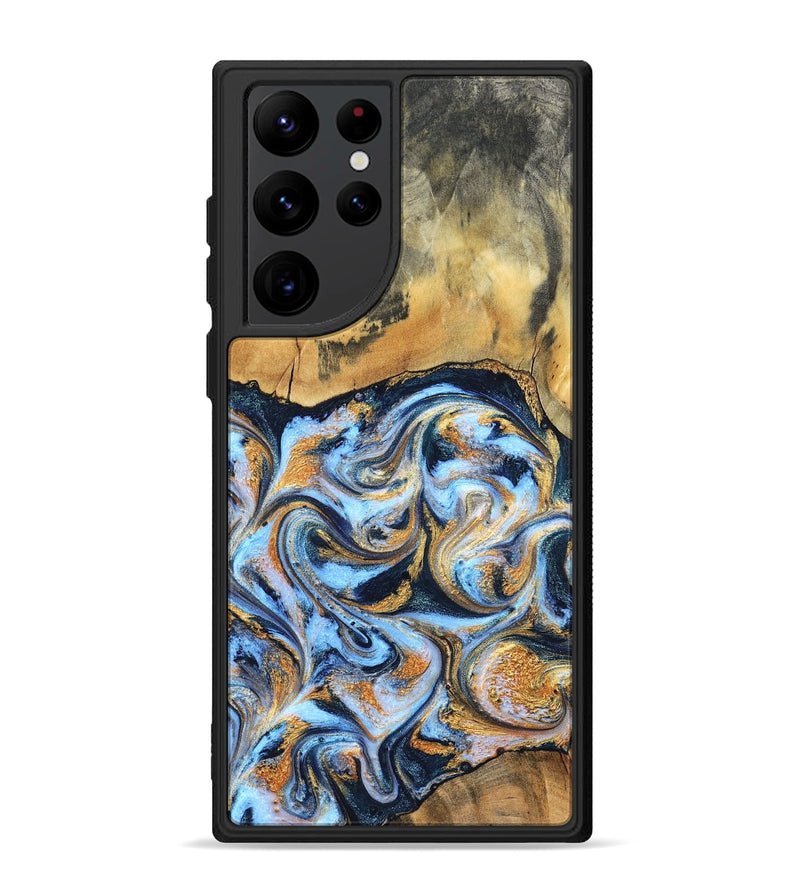 Galaxy S22 Ultra Wood Phone Case - Ellen (Teal & Gold, 829416)