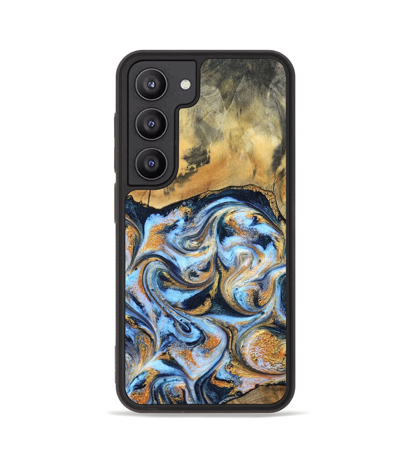 Galaxy S23 Wood Phone Case - Ellen (Teal & Gold, 829416)
