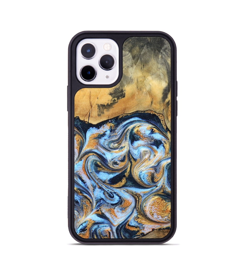 iPhone 11 Pro Wood Phone Case - Ellen (Teal & Gold, 829416)