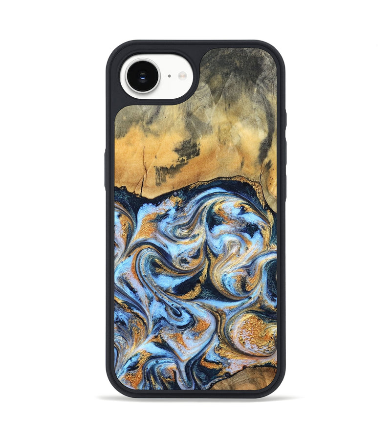 iPhone 17e Wood Phone Case - Ellen (Teal & Gold, 829416)