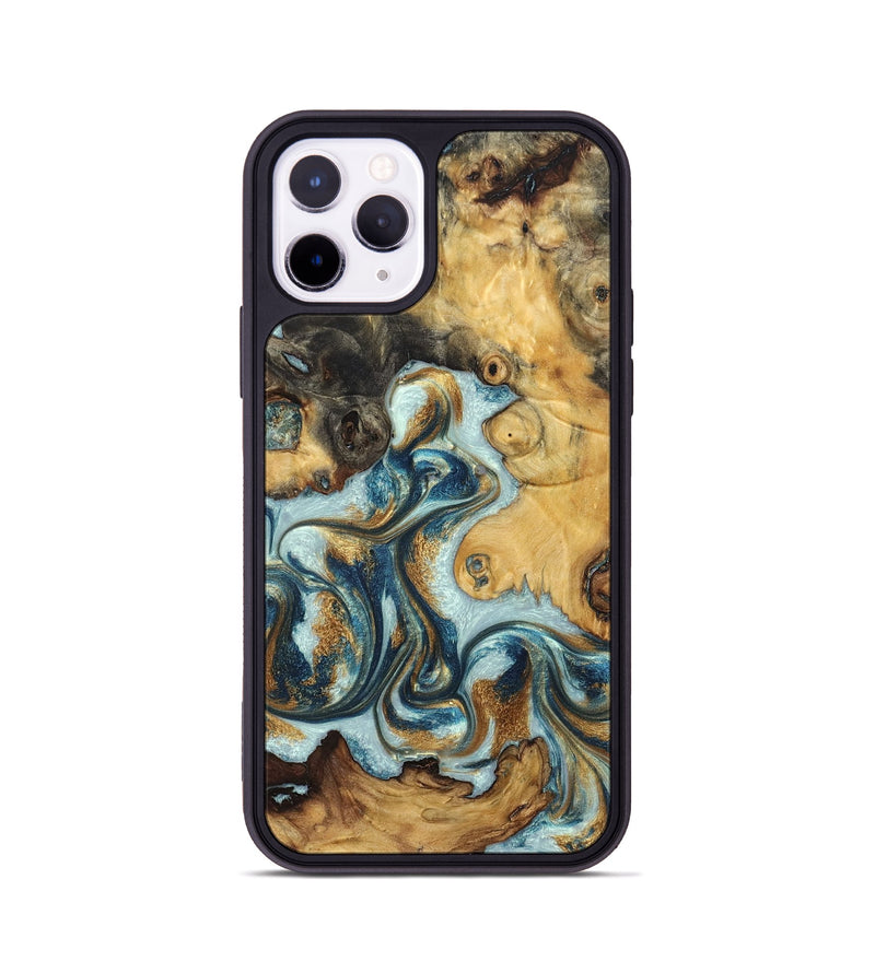 iPhone 11 Pro Wood Phone Case - Tommy (Teal & Gold, 829418)