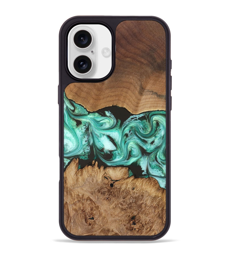iPhone 16 Plus Wood Phone Case - Jamir (Green, 829420)