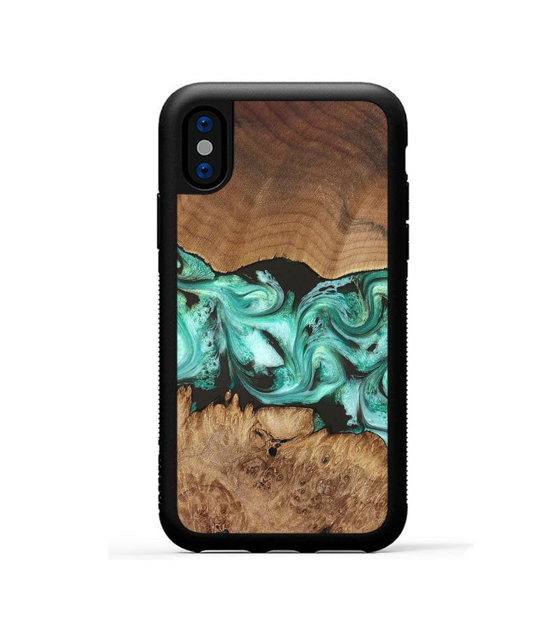 iPhone Xs Wood Phone Case - Jamir (Green, 829420)