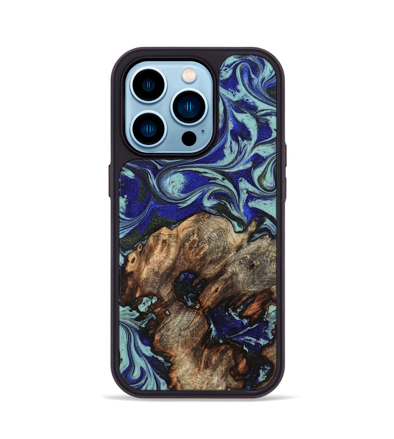 iPhone 14 Pro Wood Phone Case - Jairo (Blue, 829422)
