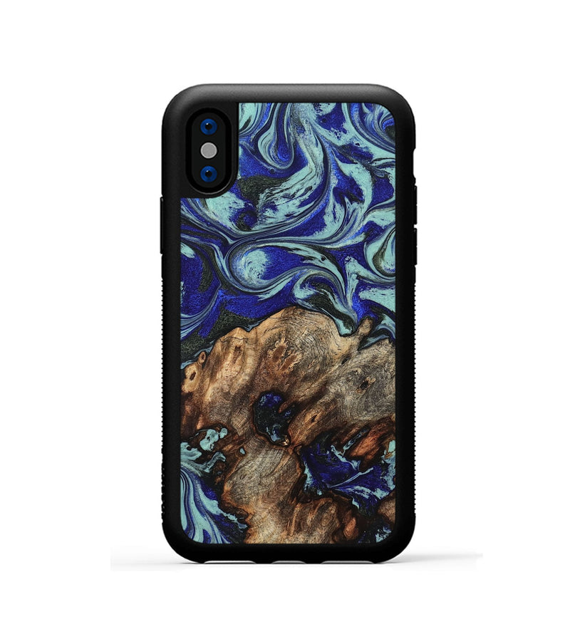 iPhone Xs Wood Phone Case - Jairo (Blue, 829422)