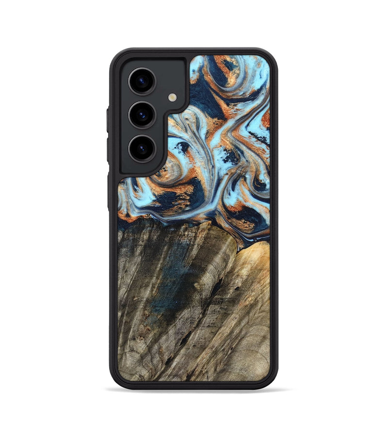 Galaxy S24 Wood Phone Case - Debra (Teal & Gold, 829443)