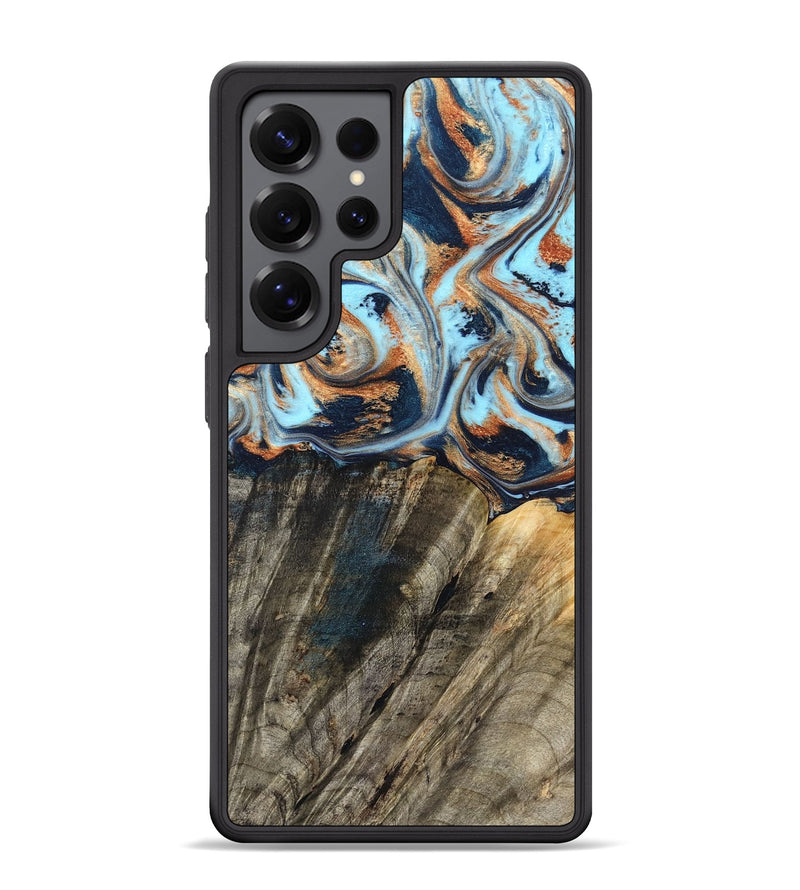 Galaxy S25 Ultra Wood Phone Case - Debra (Teal & Gold, 829443)