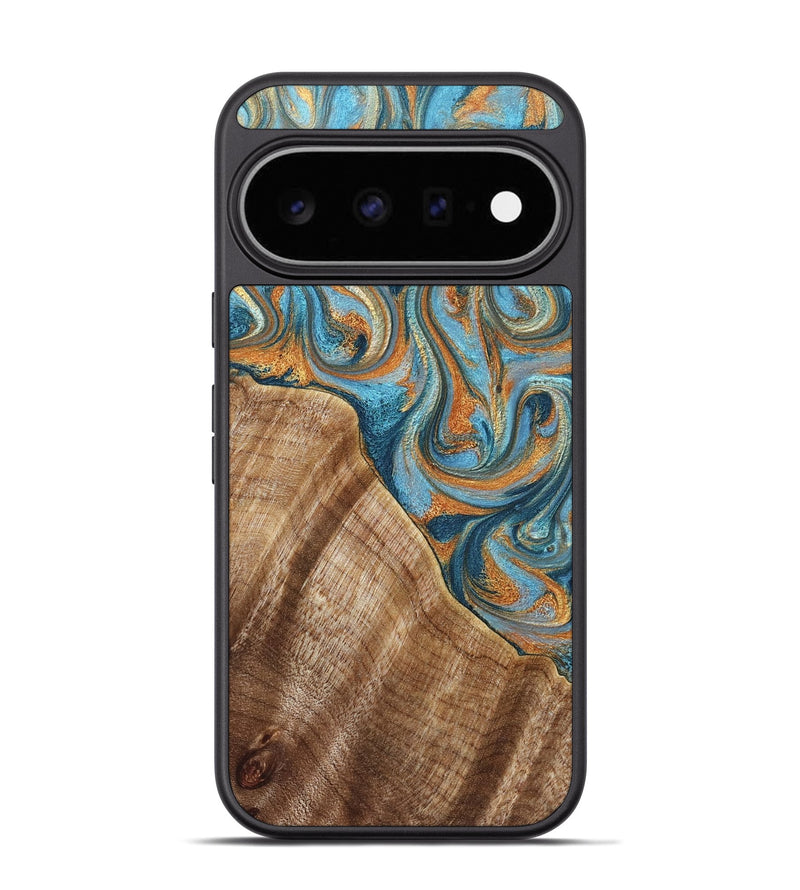 Pixel 11 Pro Wood Phone Case - Marylou (Teal & Gold, 829445)