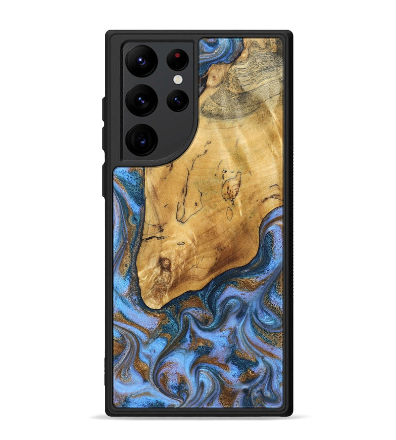 Galaxy S22 Ultra Wood Phone Case - Tristen (Teal & Gold, 829446)