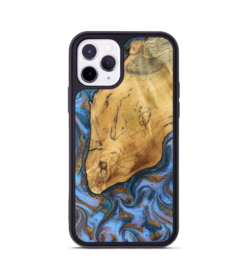 iPhone 11 Pro Wood Phone Case - Tristen (Teal & Gold, 829446)