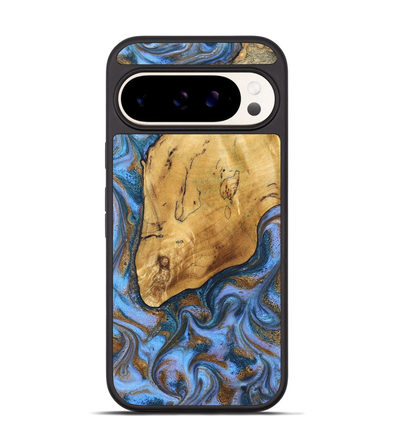 Pixel 9 Pro Wood Phone Case - Tristen (Teal & Gold, 829446)