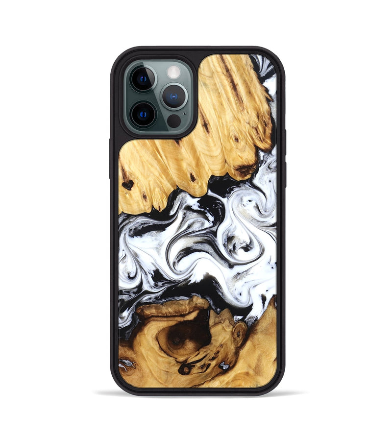 iPhone 12 Pro Wood Phone Case - Orrin (Black & White, 829449)