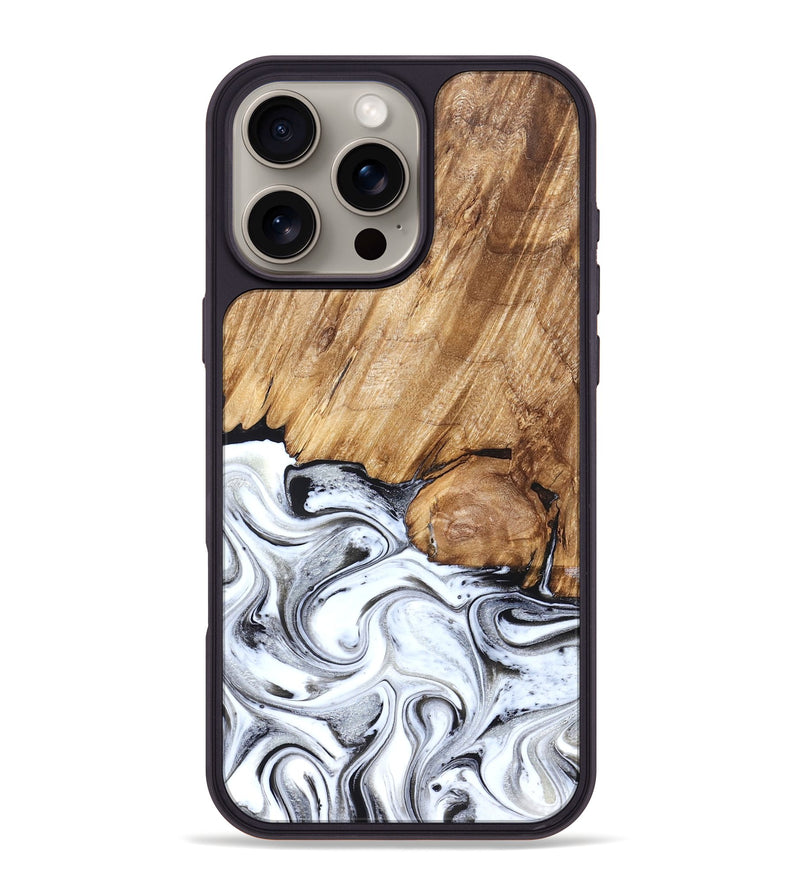iPhone 16 Pro Max Wood Phone Case - Taft (Black & White, 829450)